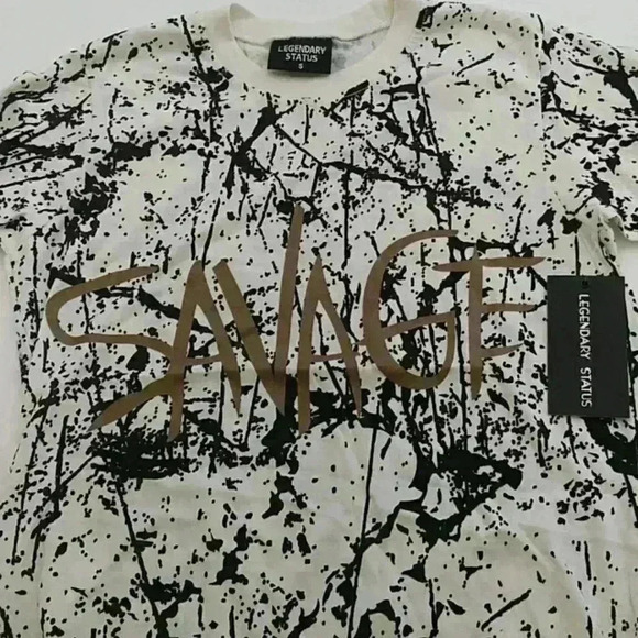 Legendary Status T-Shirt - Slim Fit - Cream w/Brown - Size: L - Picture 3 of 4